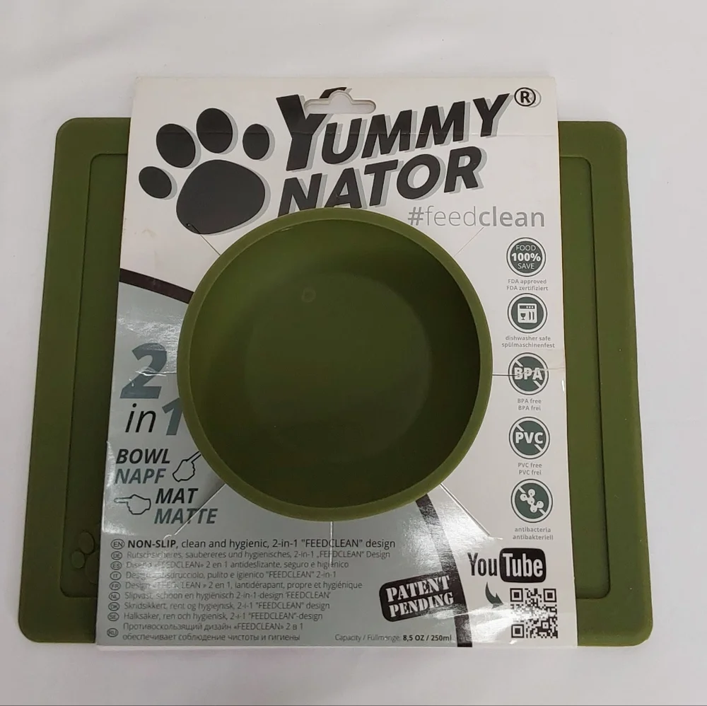 'YUMMY NATOR' 2-IN-1 FEED-CLEAN PET FEEDING BOWL & MAT